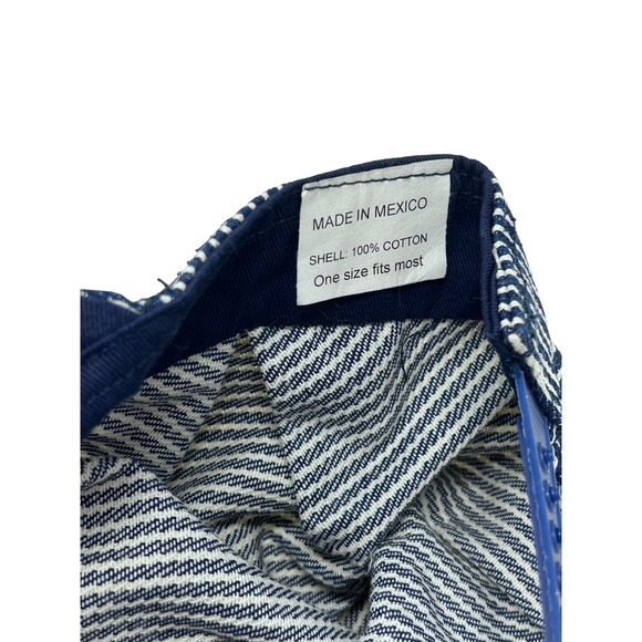 Key Imperial Hickory Stripe Engineer Hat Navy White Cotton Snapback Work Cap - Picture 6 of 6